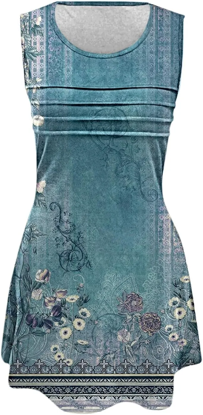 Long Summer Dresses Womens with Pockets Summer Casual Tank Dress Sleeveless Midi Beach Dress Cotton Dress Summer