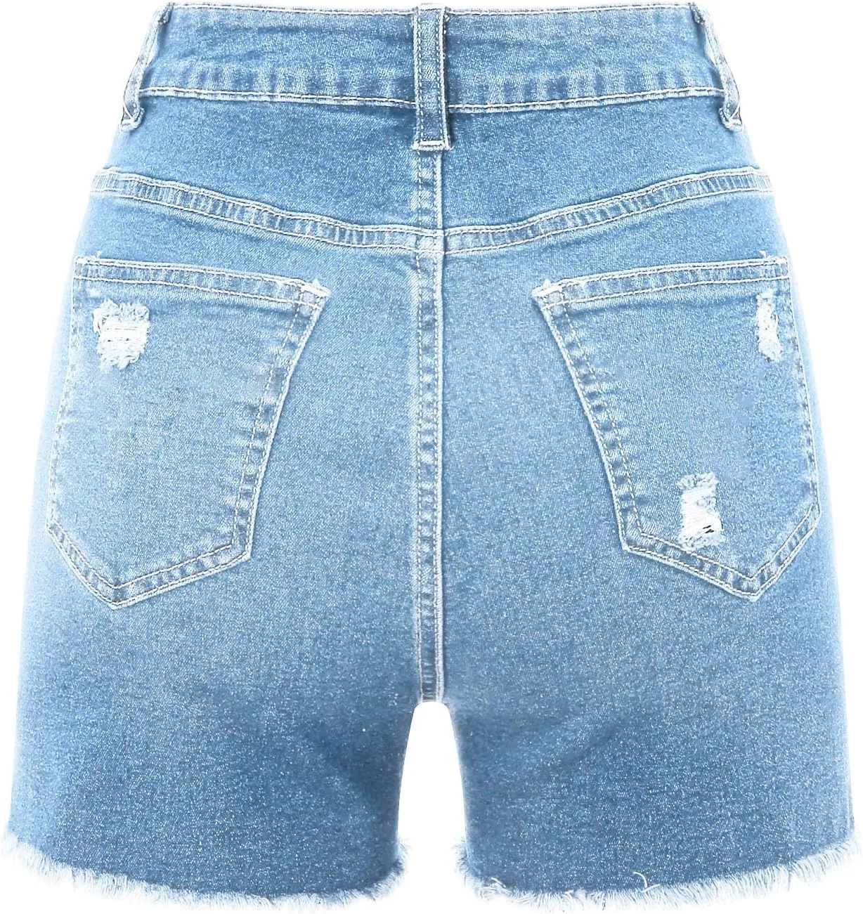 Lpmadey Women Casual High Waisted Denim Shorts Frayed Raw Hem Ripped Jeans Shorts Distressed Jean Shorts Stretchy Short Jeans