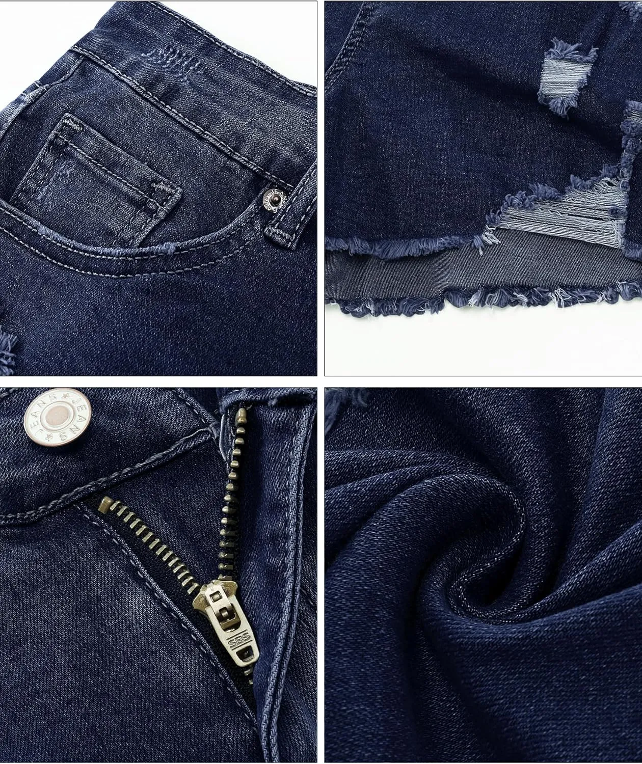 luvamia Jean Shorts for Women High Waisted Stretchy Distressed Denim Shorts Ripped Frayed Raw Hem Summer Casual Shorts