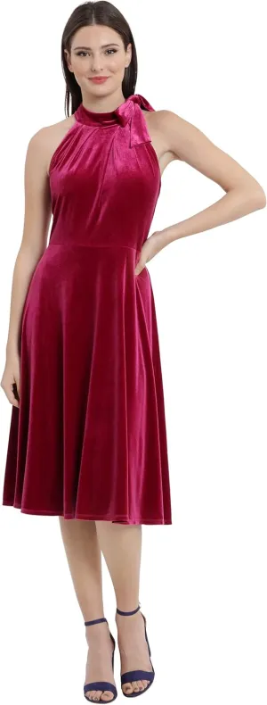 Maggy London Women's Draped Neck Tie Fit & Flare Dress