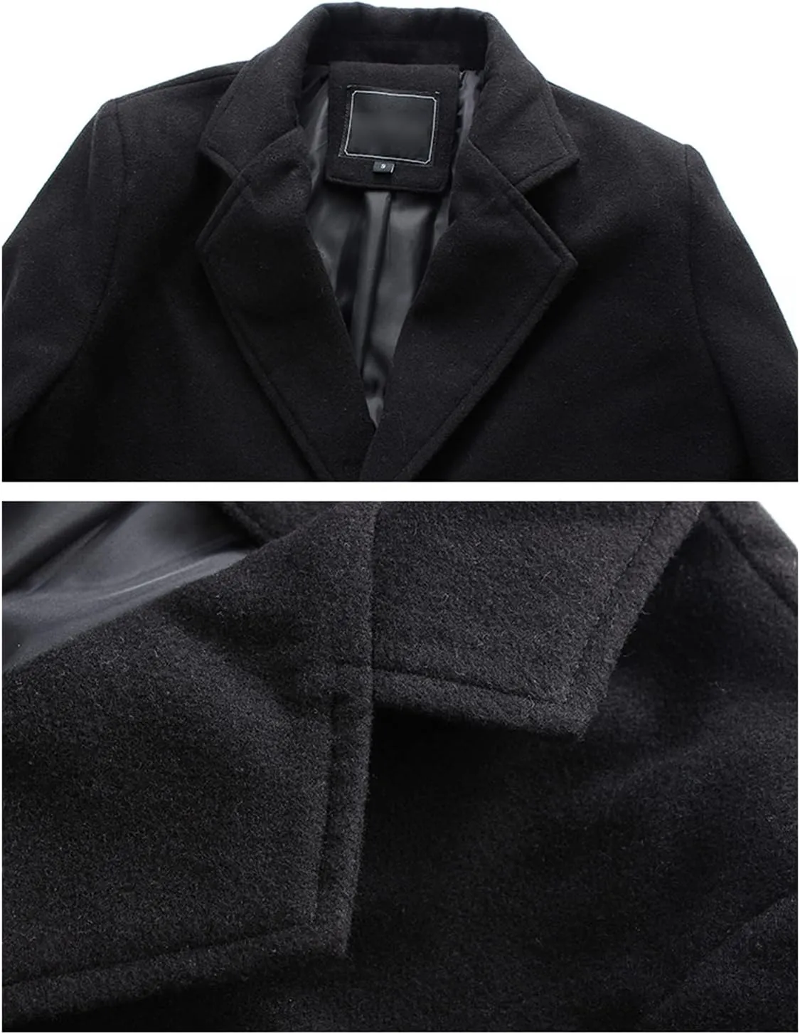 Maiyifu-GJ Men's Slim Winter Wool Blend Coat Single Breasted Business Long Pea Coats Notched Lapel Trench Jacket Overcoat