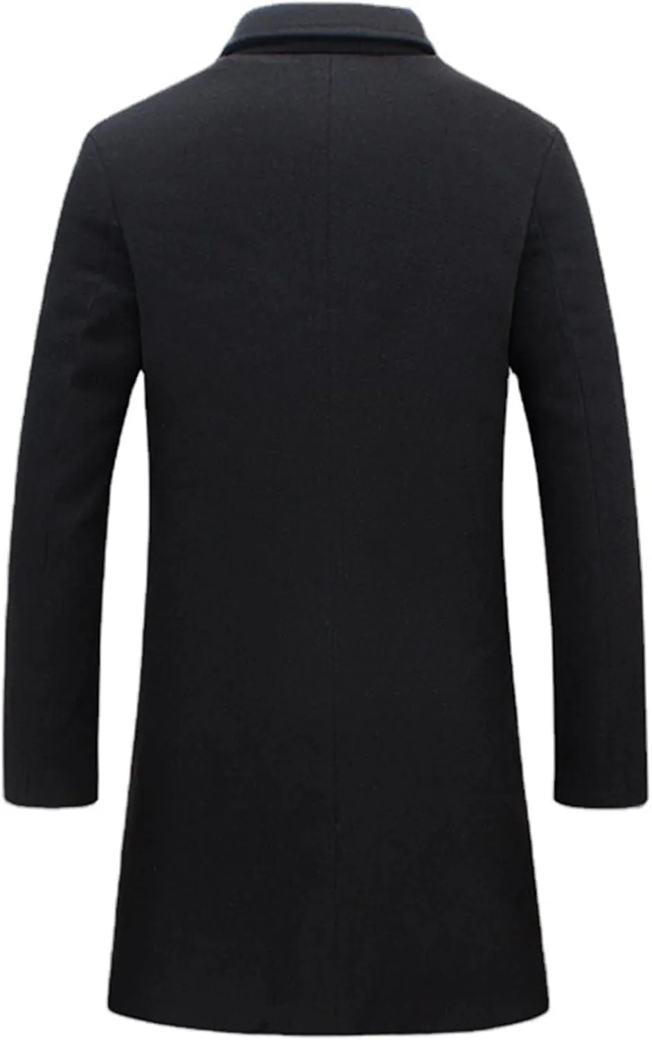 Maiyifu-GJ Men's Slim Winter Wool Blend Coat Single Breasted Business Long Pea Coats Notched Lapel Trench Jacket Overcoat