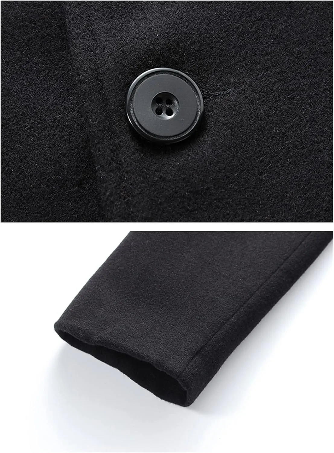 Maiyifu-GJ Men's Slim Winter Wool Blend Coat Single Breasted Business Long Pea Coats Notched Lapel Trench Jacket Overcoat