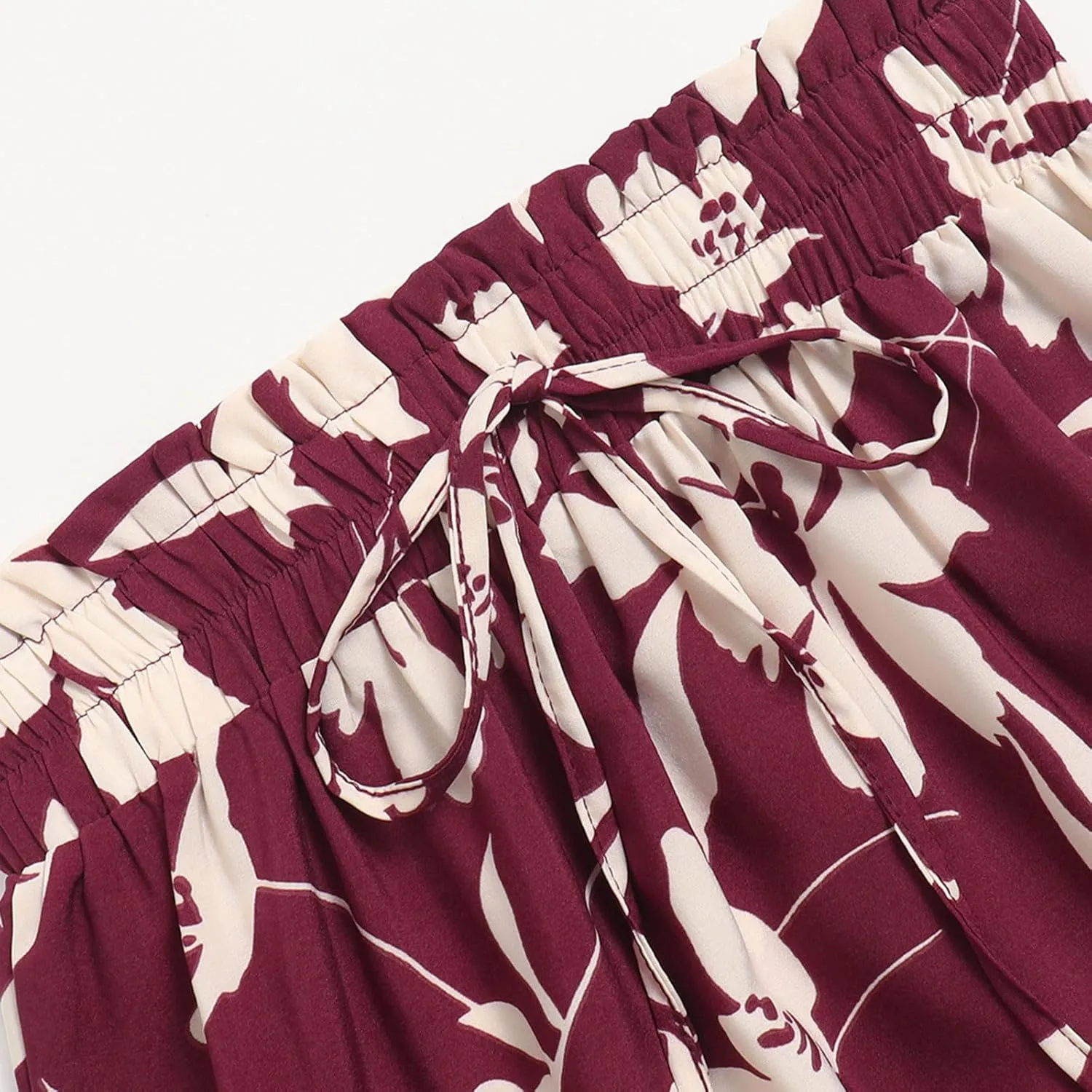 Maxi Skirts for Women Boho Floral Print Tiered Flowy Skirt Vacation Elastic Drawstring Waist A Line Pleated Skirt