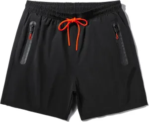 Men Lightweight Athletic Running Shorts Quick Dry Workout Shorts for Gym Shorts Hiking with Zipper Pockets