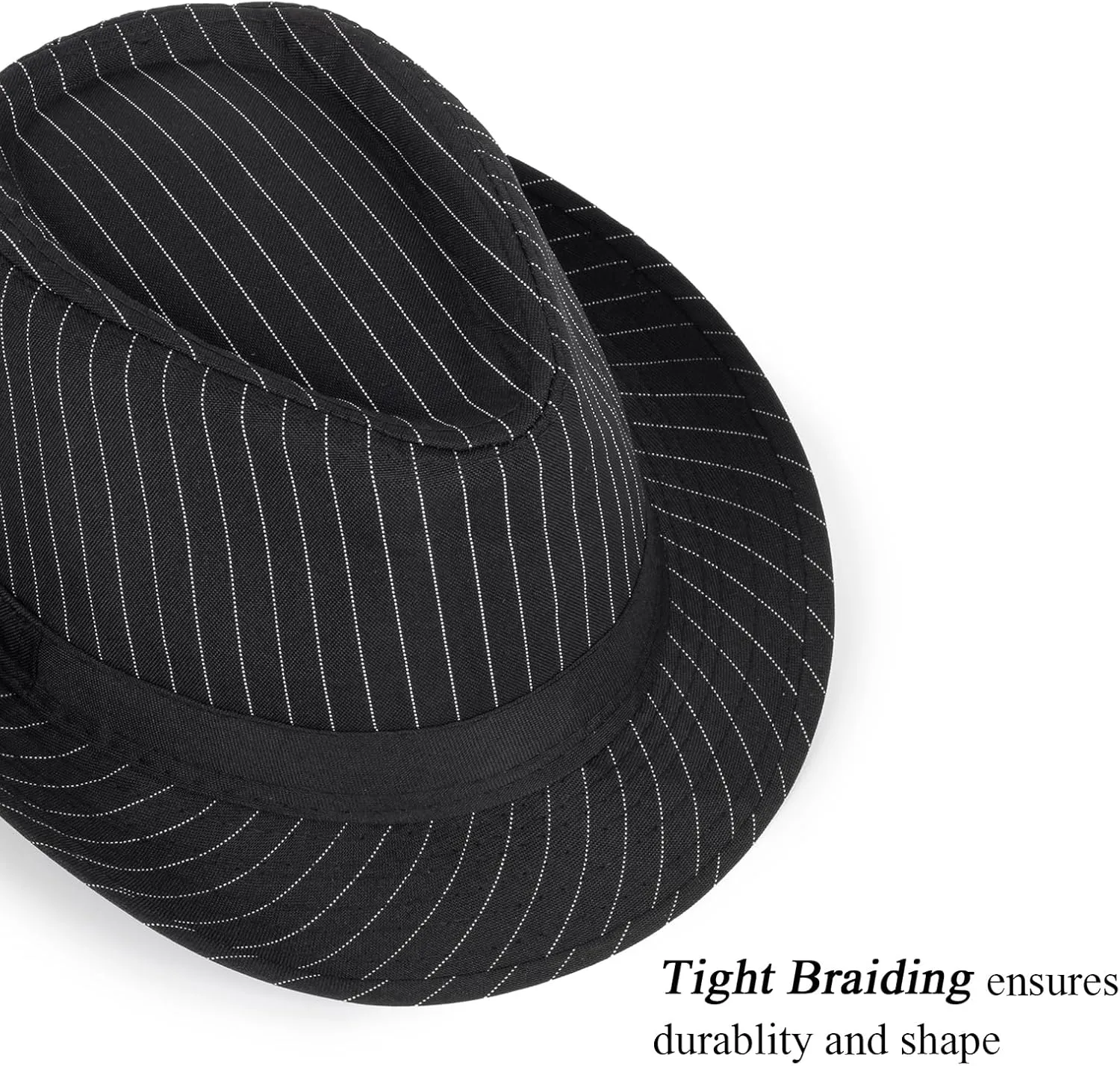 Mens 1920s-Fedora Hat Gangster-Hat Black Short Brim Trilby Cap for Men Women Gatsby-Costume (Size:M)