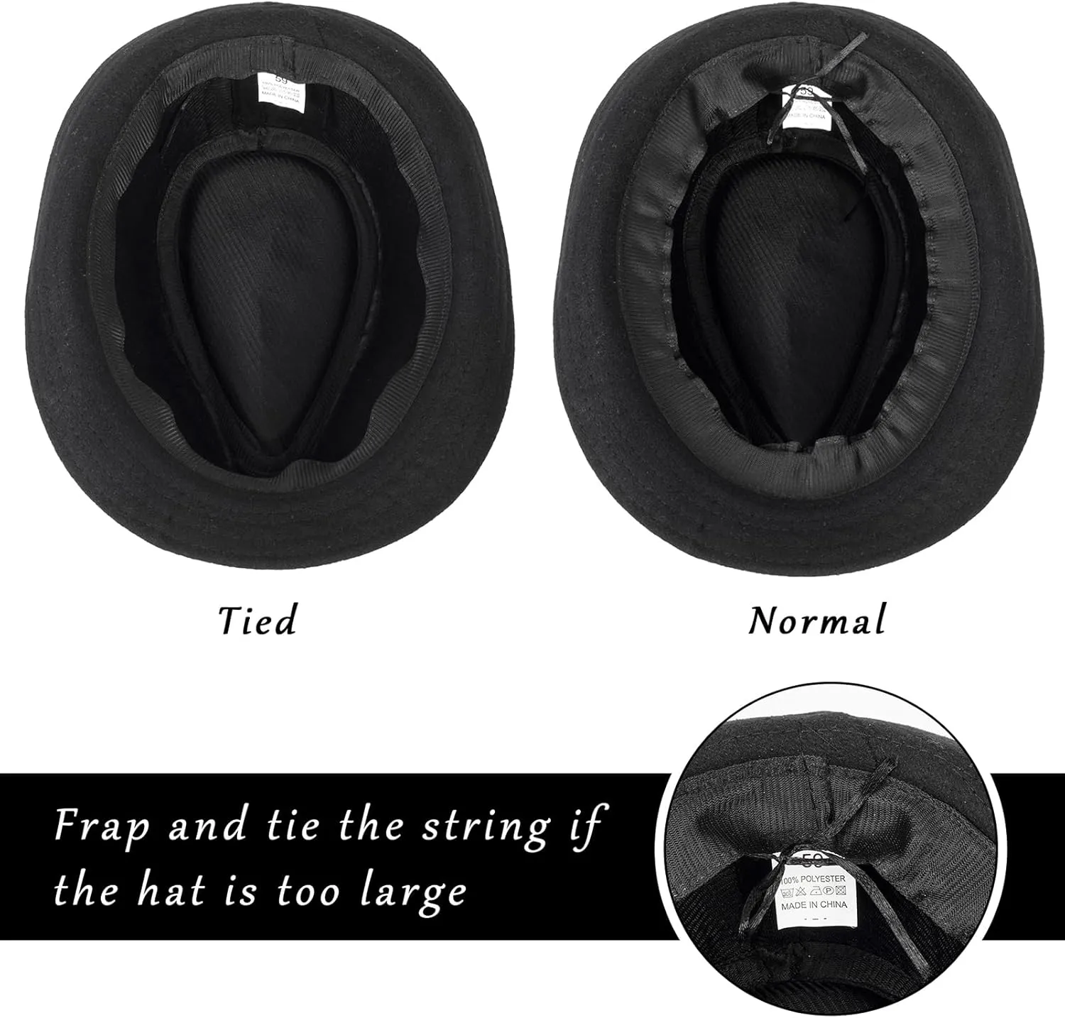 Mens 1920s-Fedora Hat Gangster-Hat Black Short Brim Trilby Cap for Men Women Gatsby-Costume (Size:M)