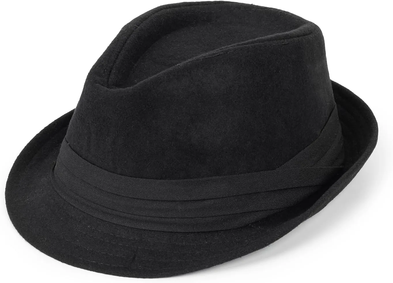 Mens 1920s-Fedora Hat Gangster-Hat Black Short Brim Trilby Cap for Men Women Gatsby-Costume (Size:M)