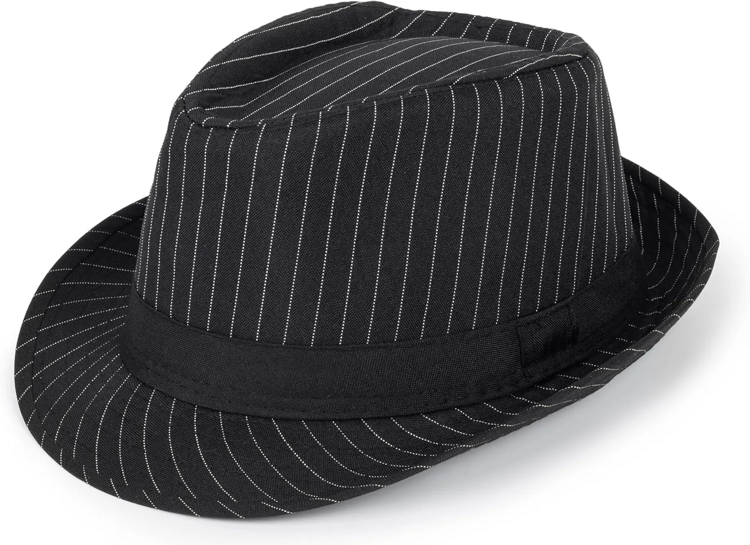 Mens 1920s-Fedora Hat Gangster-Hat Black Short Brim Trilby Cap for Men Women Gatsby-Costume (Size:M)