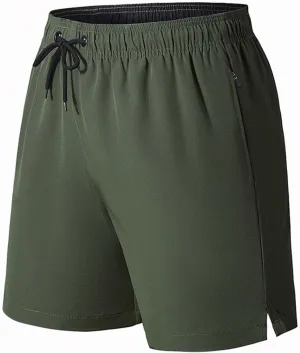 Men's 2 in 1 Workout Running Shorts Lightweight Quick Dry Training Active Yoga Gym 5"" Short with Zipper Pockets