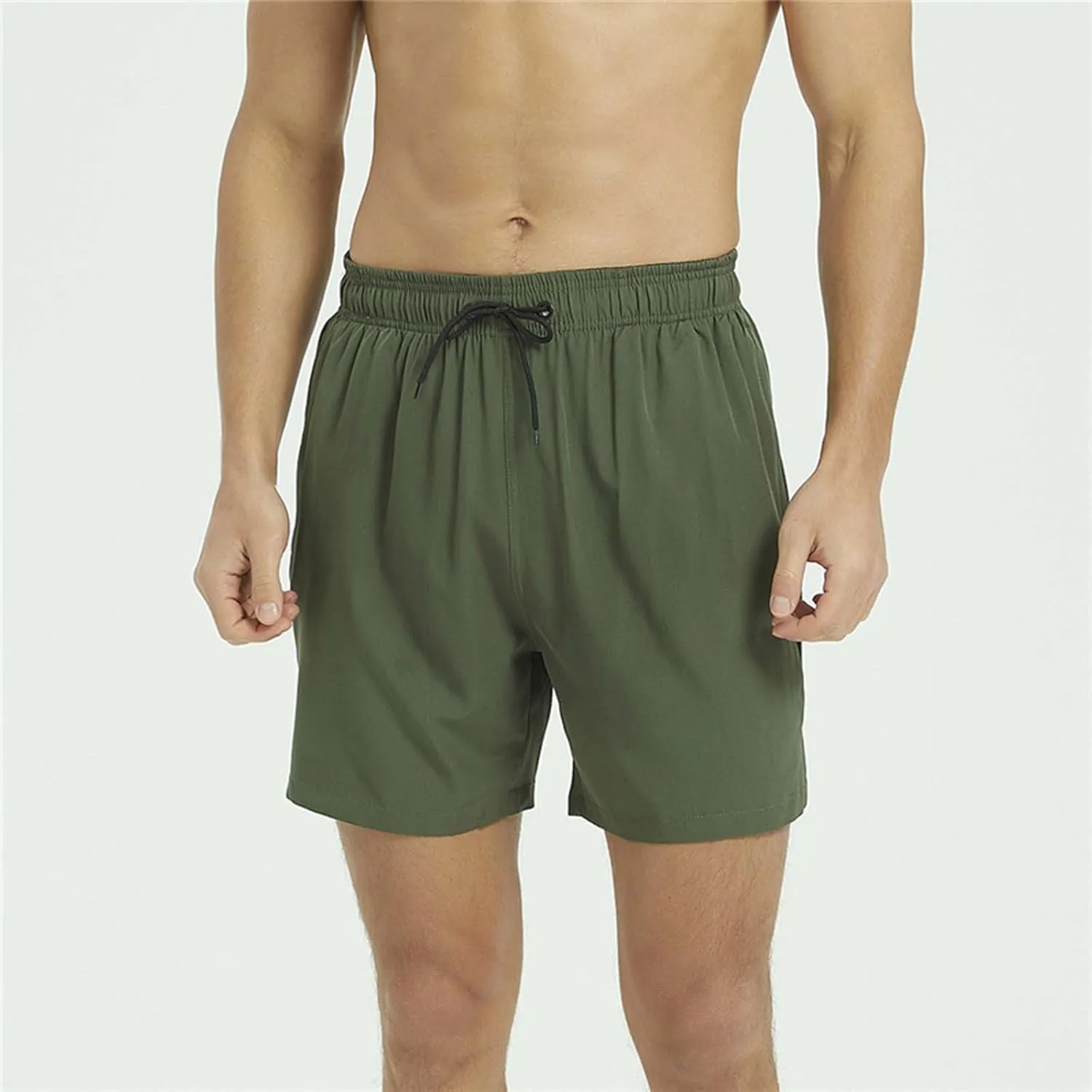 Men's 2 in 1 Workout Running Shorts Lightweight Quick Dry Training Active Yoga Gym 5"" Short with Zipper Pockets