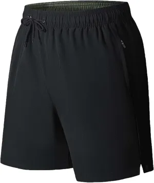 Men's 2 in 1 Workout Running Shorts Lightweight Quick Dry Training Active Yoga Gym 5"" Short with Zipper Pockets