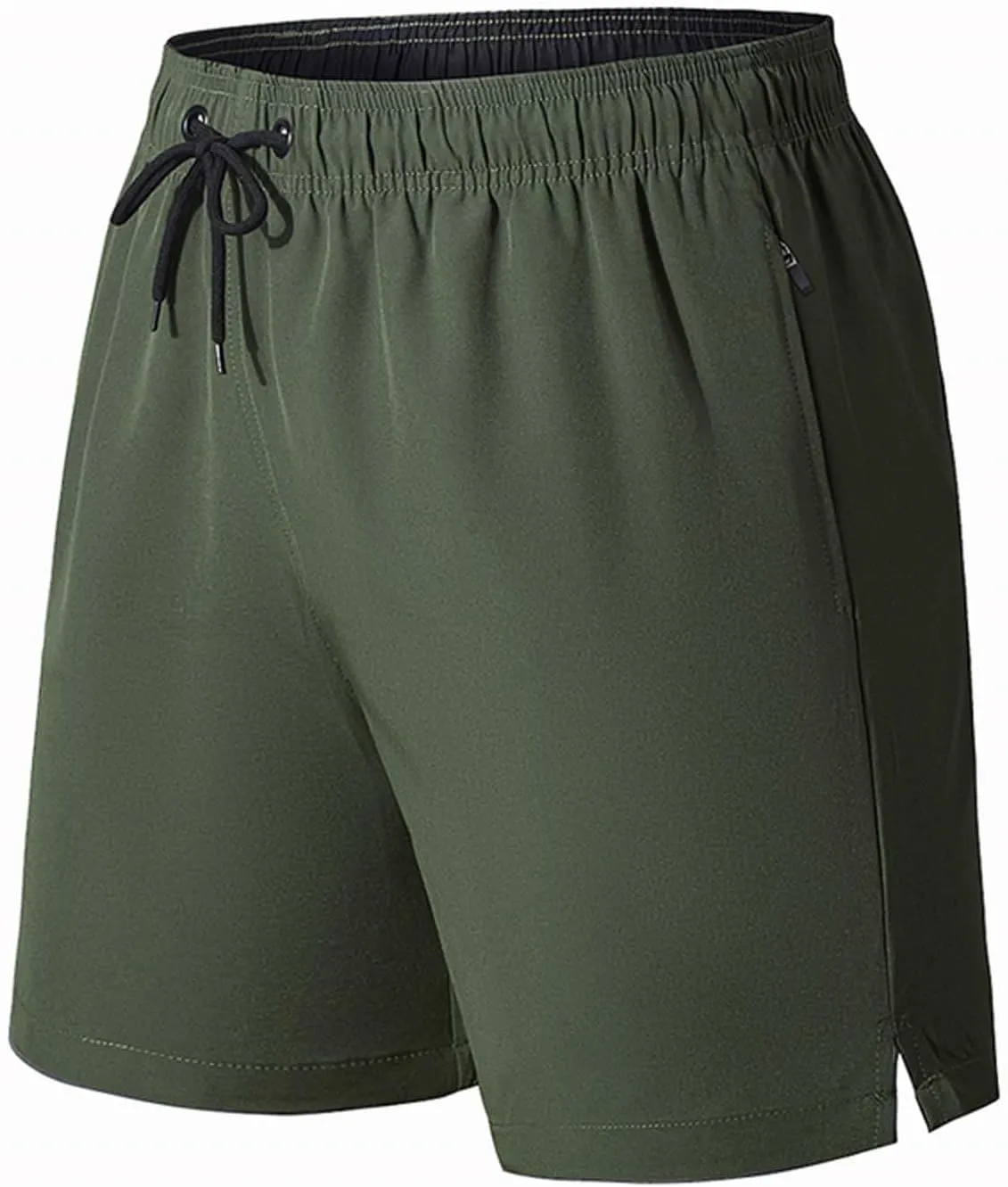 Men's 2 in 1 Workout Running Shorts Lightweight Quick Dry Training Active Yoga Gym 5"" Short with Zipper Pockets
