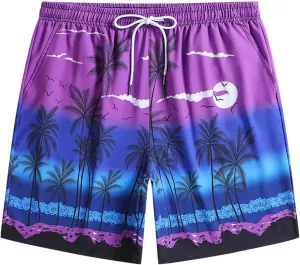 Mens Athletic Casual Shorts Quick Dry Graphic Swimwear Workout Beach Shorts Summer Cool Shorts with Pockets
