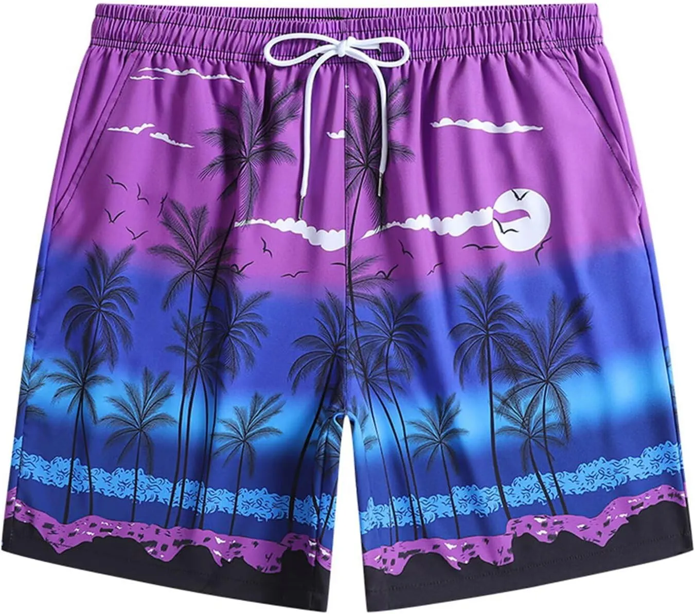 Mens Athletic Casual Shorts Quick Dry Graphic Swimwear Workout Beach Shorts Summer Cool Shorts with Pockets