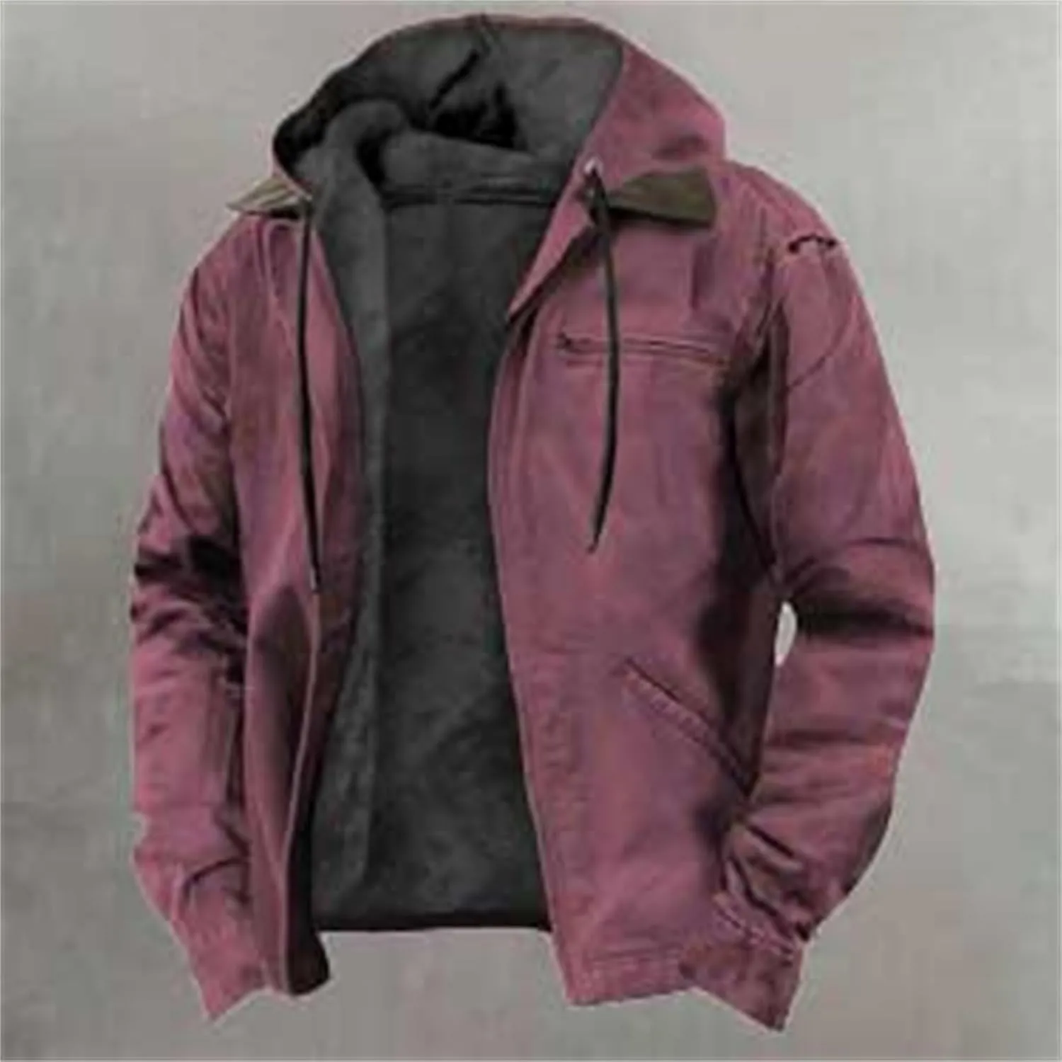 Men's Aztec Western Jackets Winter Warm Thicken Vintage Suede Jackets Men Zip Up Faux Leather Jacket Coats