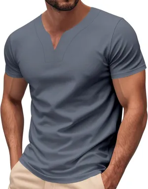 Mens Big and Tall V Neck T Shirts Relaxed Fit Sports Workout Fitness Tee Shirt Summer Streetwear Athletic Hiking Tops