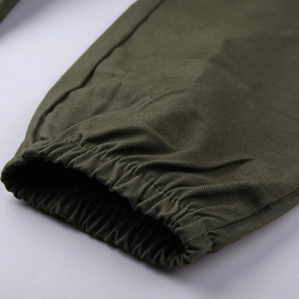 Men's Cargo Pants Casual Drawstring Multi-Pocket Solid Work Tie Feet Trousers Relaxed Fit Lightweight Sweatpants