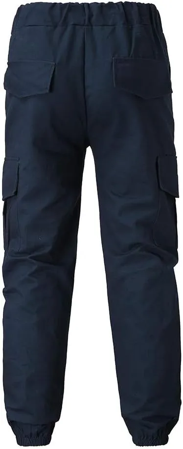Men's Cargo Pants Casual Drawstring Multi-Pocket Solid Work Tie Feet Trousers Relaxed Fit Lightweight Sweatpants