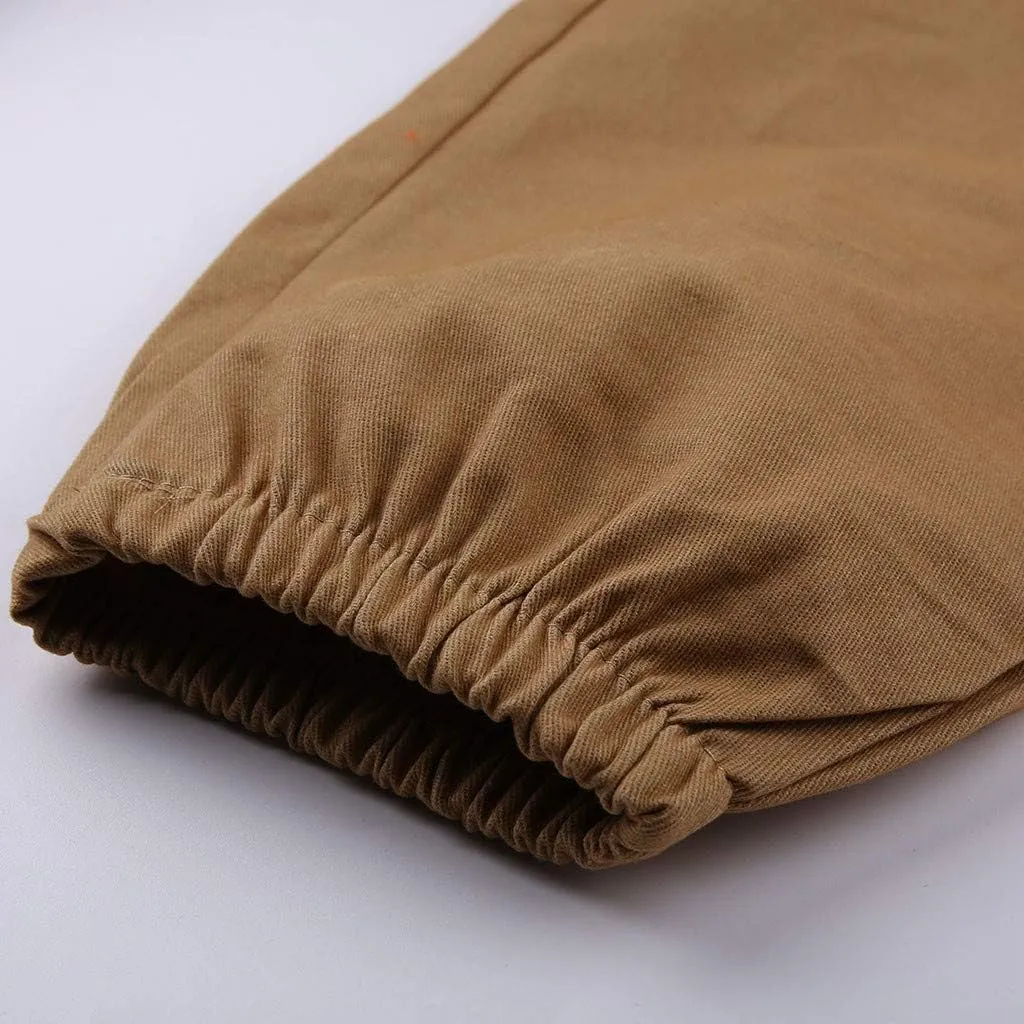 Men's Cargo Pants Casual Drawstring Multi-Pocket Solid Work Tie Feet Trousers Relaxed Fit Lightweight Sweatpants
