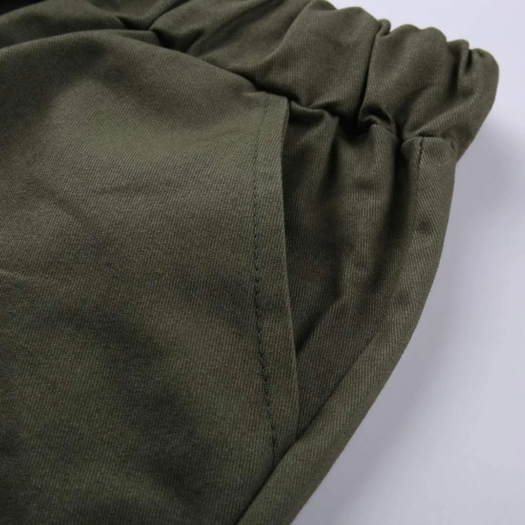Men's Cargo Pants Casual Drawstring Multi-Pocket Solid Work Tie Feet Trousers Relaxed Fit Lightweight Sweatpants
