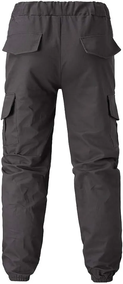 Men's Cargo Pants Casual Drawstring Multi-Pocket Solid Work Tie Feet Trousers Relaxed Fit Lightweight Sweatpants