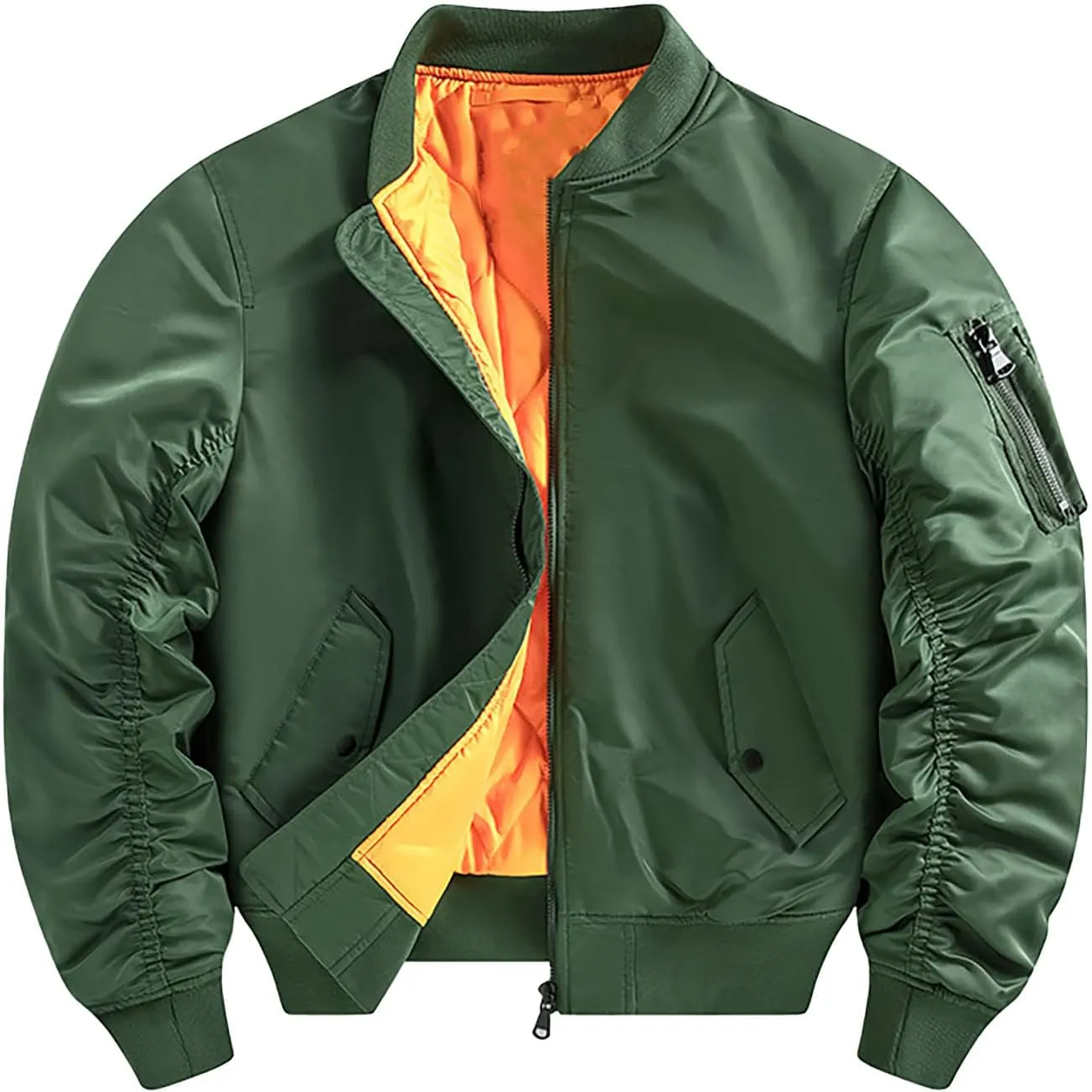 Mens Casual Bomber Jacket Oversize Chunky Padded Warm Military Coat Classic Relaxed Fit College Varsity Outwear
