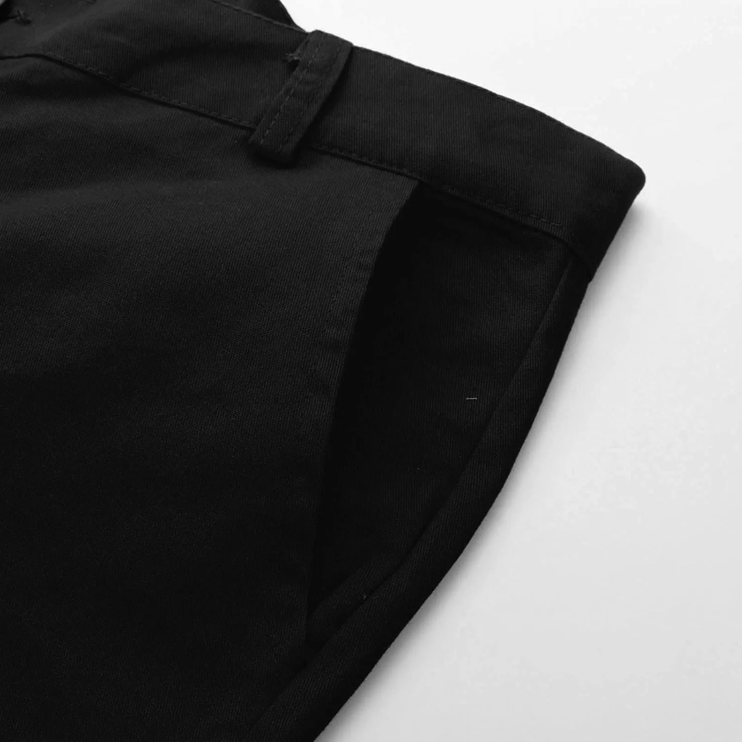 Men's Casual Pants Solid Pocket Button Mid Waist Work Trousers Relaxed Fit Straight Leg Long Pants