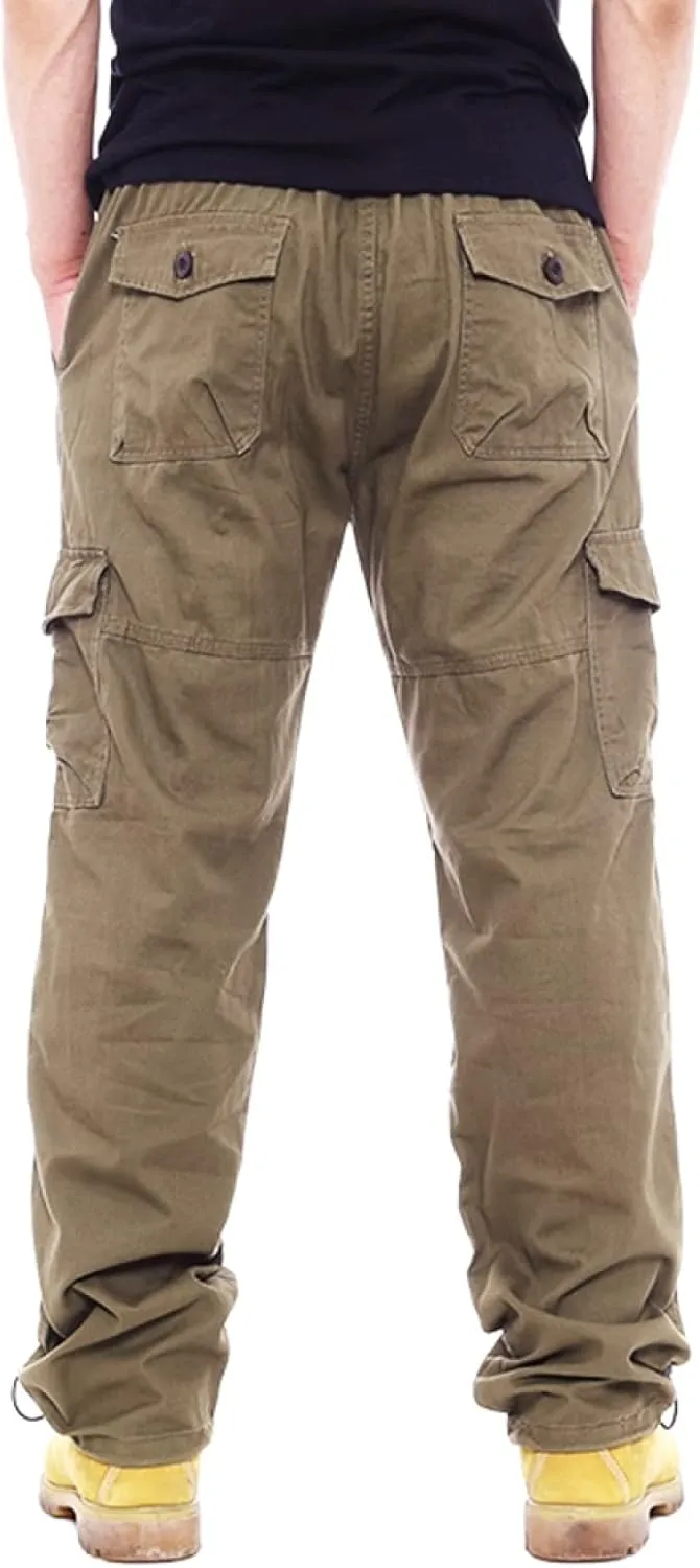 Men's Casual Relaxed Fit Cargo Pants, Multi Pocket Hiking Outdoor Jogger Pants Tactical Trousers