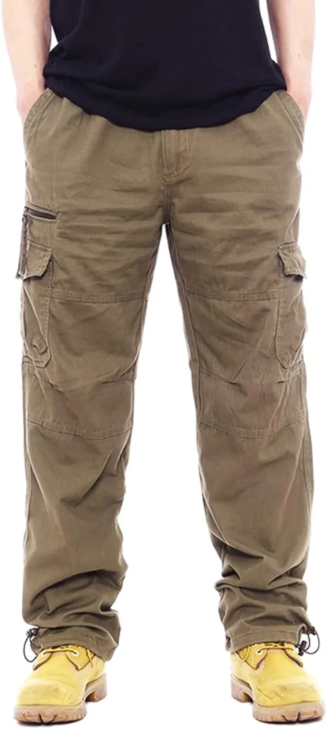 Men's Casual Relaxed Fit Cargo Pants, Multi Pocket Hiking Outdoor Jogger Pants Tactical Trousers