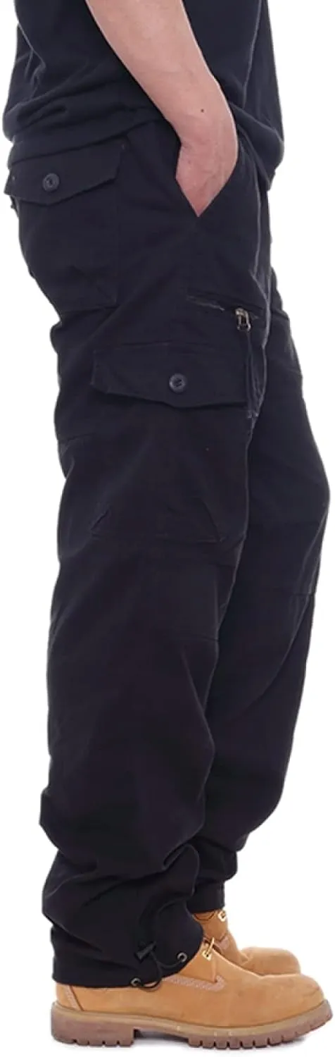 Men's Casual Relaxed Fit Cargo Pants, Multi Pocket Hiking Outdoor Jogger Pants Tactical Trousers
