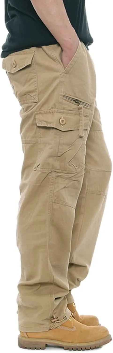 Men's Casual Relaxed Fit Cargo Pants, Multi Pocket Hiking Outdoor Jogger Pants Tactical Trousers