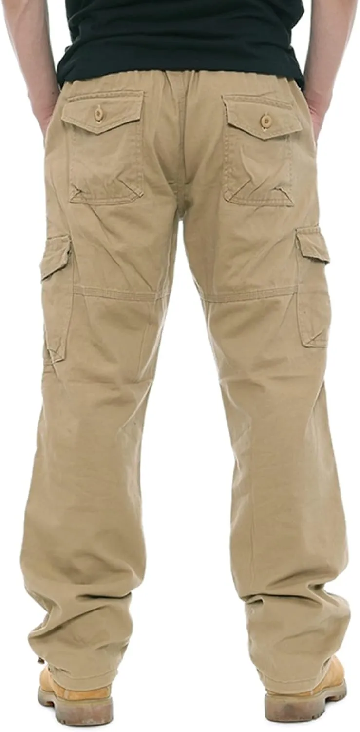 Men's Casual Relaxed Fit Cargo Pants, Multi Pocket Hiking Outdoor Jogger Pants Tactical Trousers