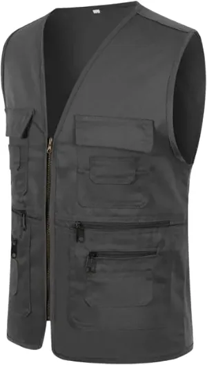 Men's Fishing Vest Utility Safari Travel Vest Multi Pockets Outdoor Lightweight Work Photo Cargo Fly Summer Vest