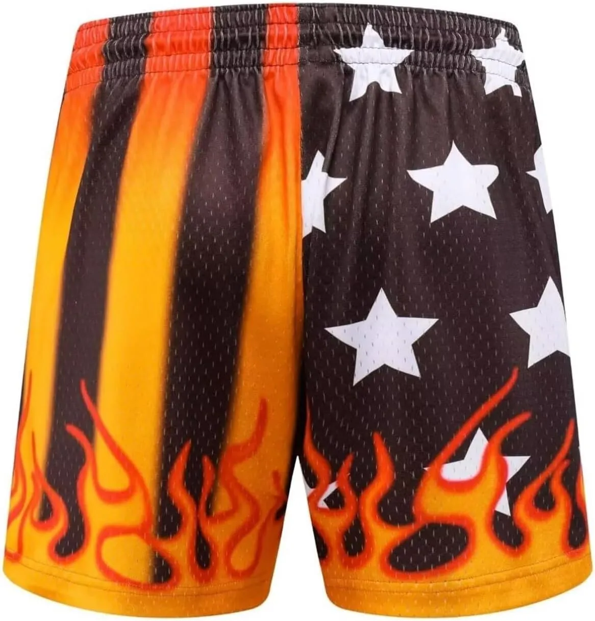 Men's Flame Star Basketball Shorts Breathable Mesh Retro Streetwear Gym Shorts