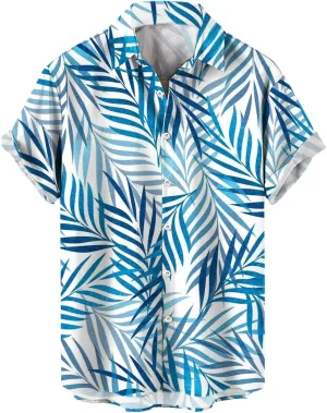 Men's Hawaiian Shirts Stylish Summer Button Down Short Sleeve Beach Aloha Shirt Tropical Quick Dry Hippie Tee Top