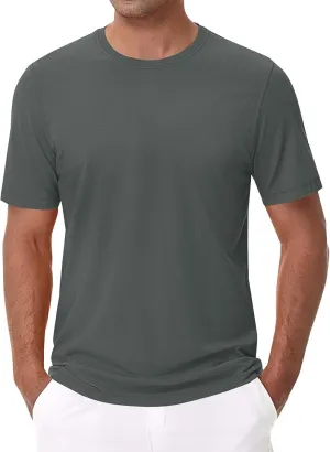 Mens Heavyweight Cotton T-Shirts Crew Neck Summer Loose Big and Tall T Shirts Quick Dry Running Athletic Gym Tees