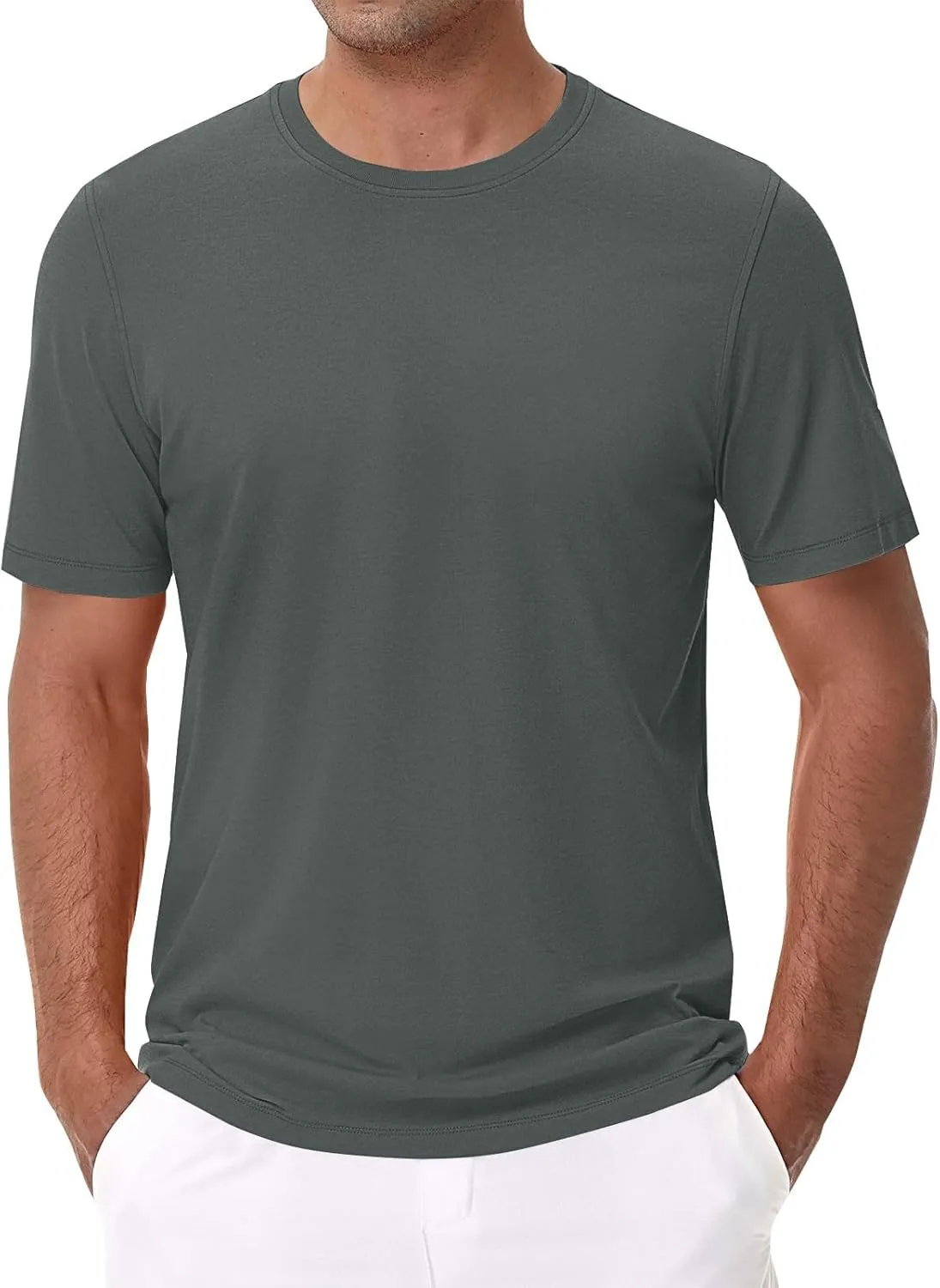 Mens Heavyweight Cotton T-Shirts Crew Neck Summer Loose Big and Tall T Shirts Quick Dry Running Athletic Gym Tees