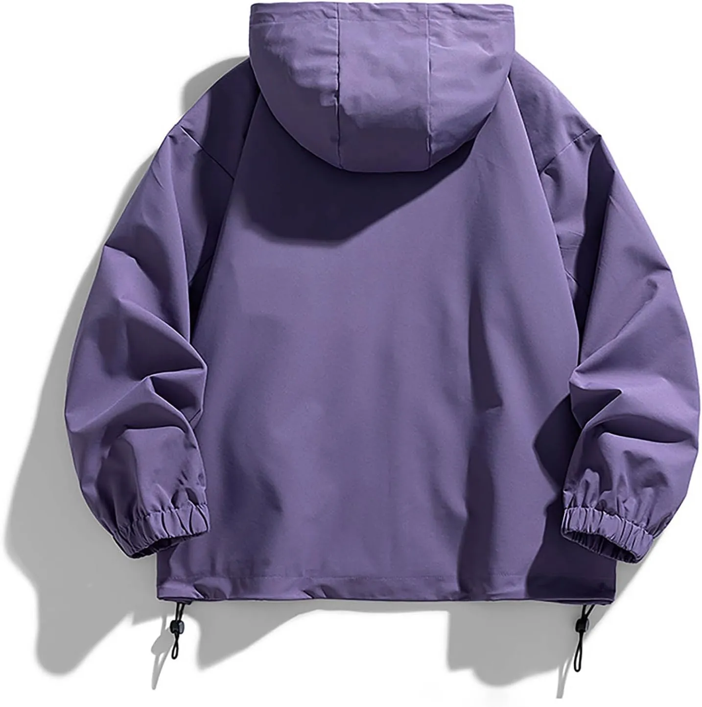 Mens Hooded Rain Jackets Casual Long Sleeve Waterproof Windbreaker Trench Coat Outdoor Full Zip Raincoat With Pockets