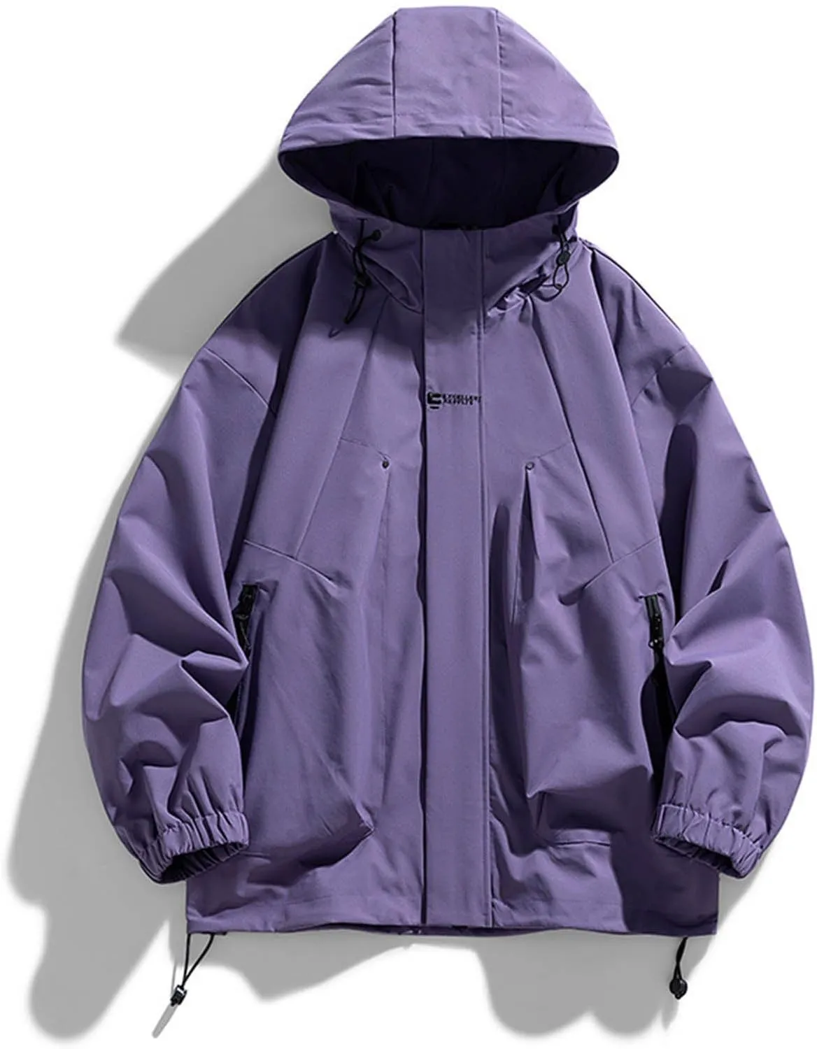 Mens Hooded Rain Jackets Casual Long Sleeve Waterproof Windbreaker Trench Coat Outdoor Full Zip Raincoat With Pockets