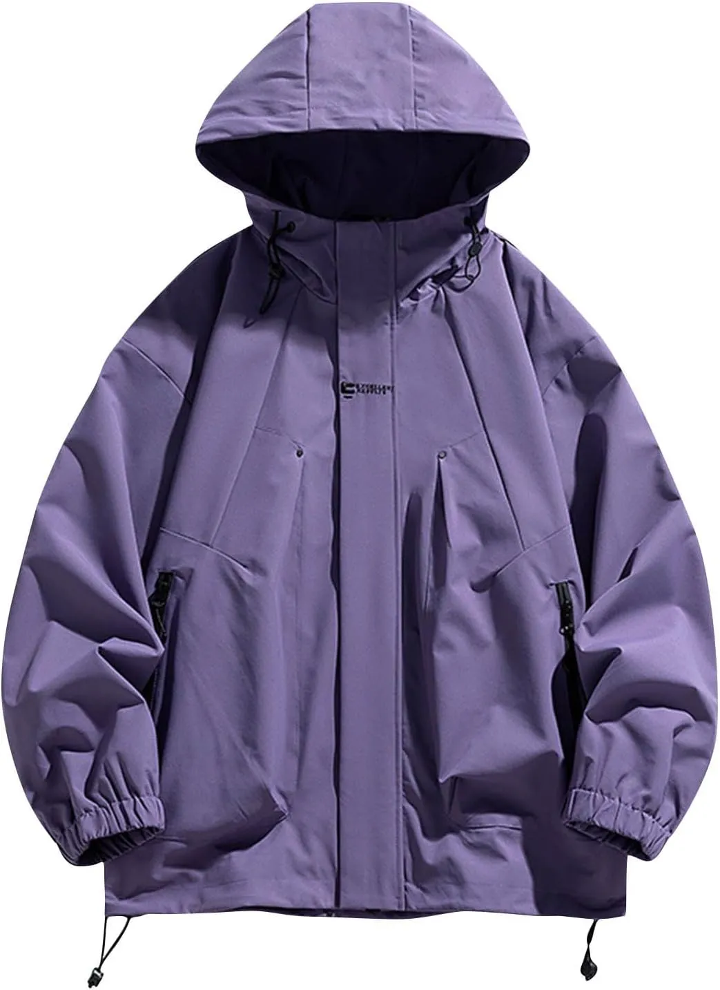 Mens Hooded Rain Jackets Casual Long Sleeve Waterproof Windbreaker Trench Coat Outdoor Full Zip Raincoat With Pockets