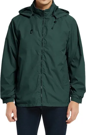 Mens Lightweight Rain Jacket Hooded Windbreaker Jacket Windbreaker Waterproof with Pockets