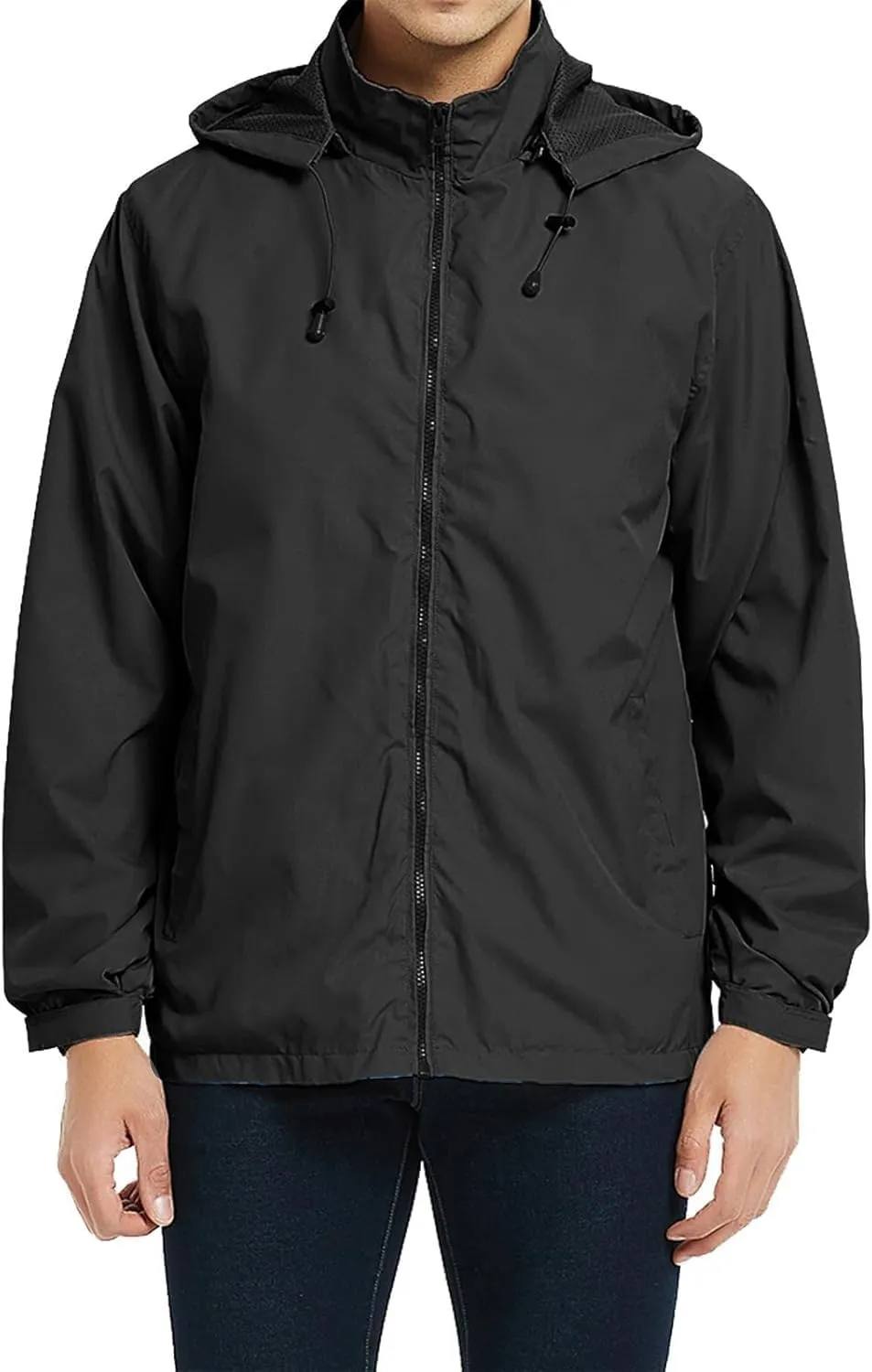 Mens Lightweight Rain Jacket Hooded Windbreaker Jacket Windbreaker Waterproof with Pockets