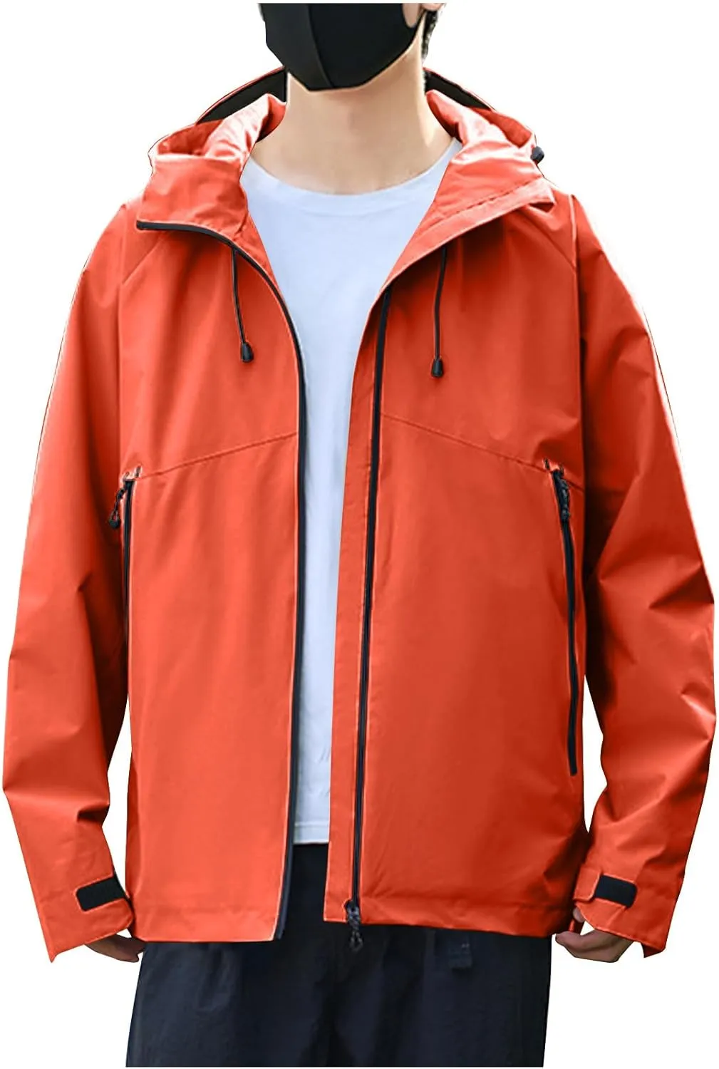 Mens Lightweight Waterproof Rain Jackets Windproof Hooded Raincoat for Hiking Cycling Travel Breathable Windbreaker