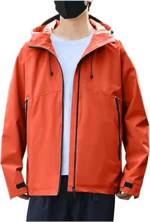 Mens Lightweight Waterproof Rain Jackets Windproof Hooded Raincoat for Hiking Cycling Travel Breathable Windbreaker
