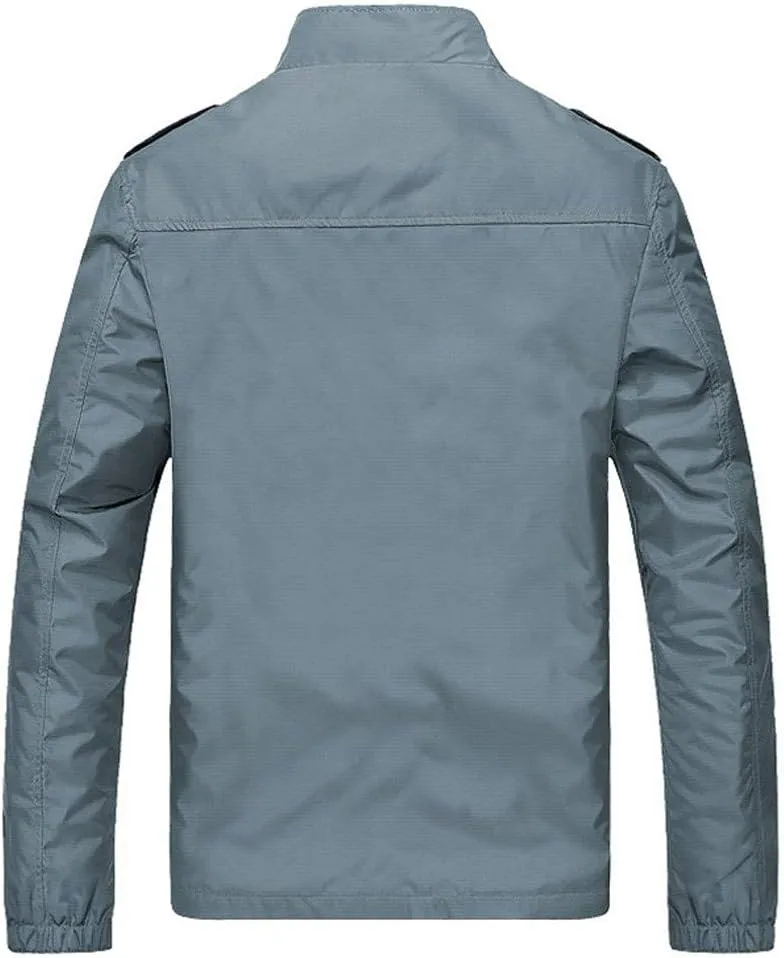 Mens Lightweight Zip Up Jacket Stand Collar Jacket Cotton Jacket Casual Short Fashion Thickened Warm Baseball