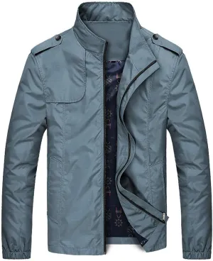 Mens Lightweight Zip Up Jacket Stand Collar Jacket Cotton Jacket Casual Short Fashion Thickened Warm Baseball