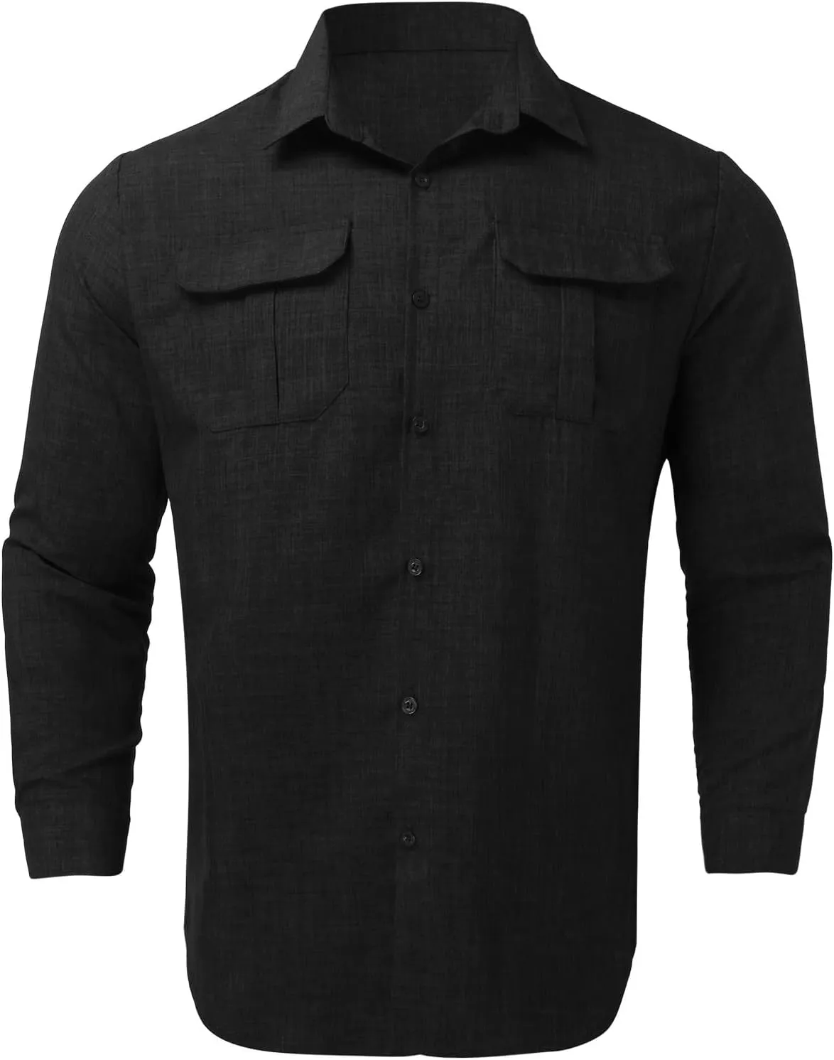 Men's Long Sleeve Casual Button Down Linen Shirts Striped Henley Shirt Untucked Shirts for Men Trendy Dress Shirt
