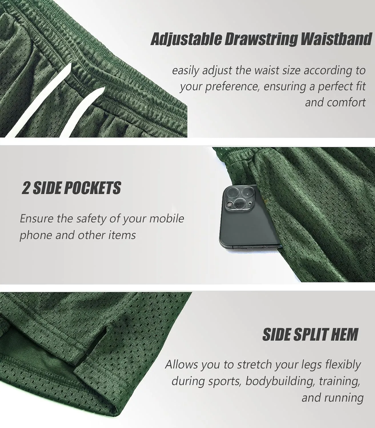 Men's Mesh Shorts 5.5 Inch Inseam Athletic Shorts Breathable Double Layer Fabric Basketball Shorts