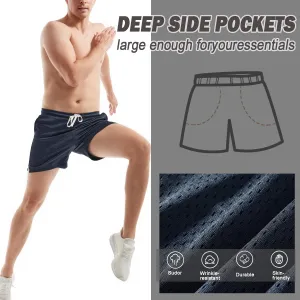 Men's Mesh Shorts 5.5 Inch Inseam Athletic Shorts Breathable Double Layer Fabric Basketball Shorts